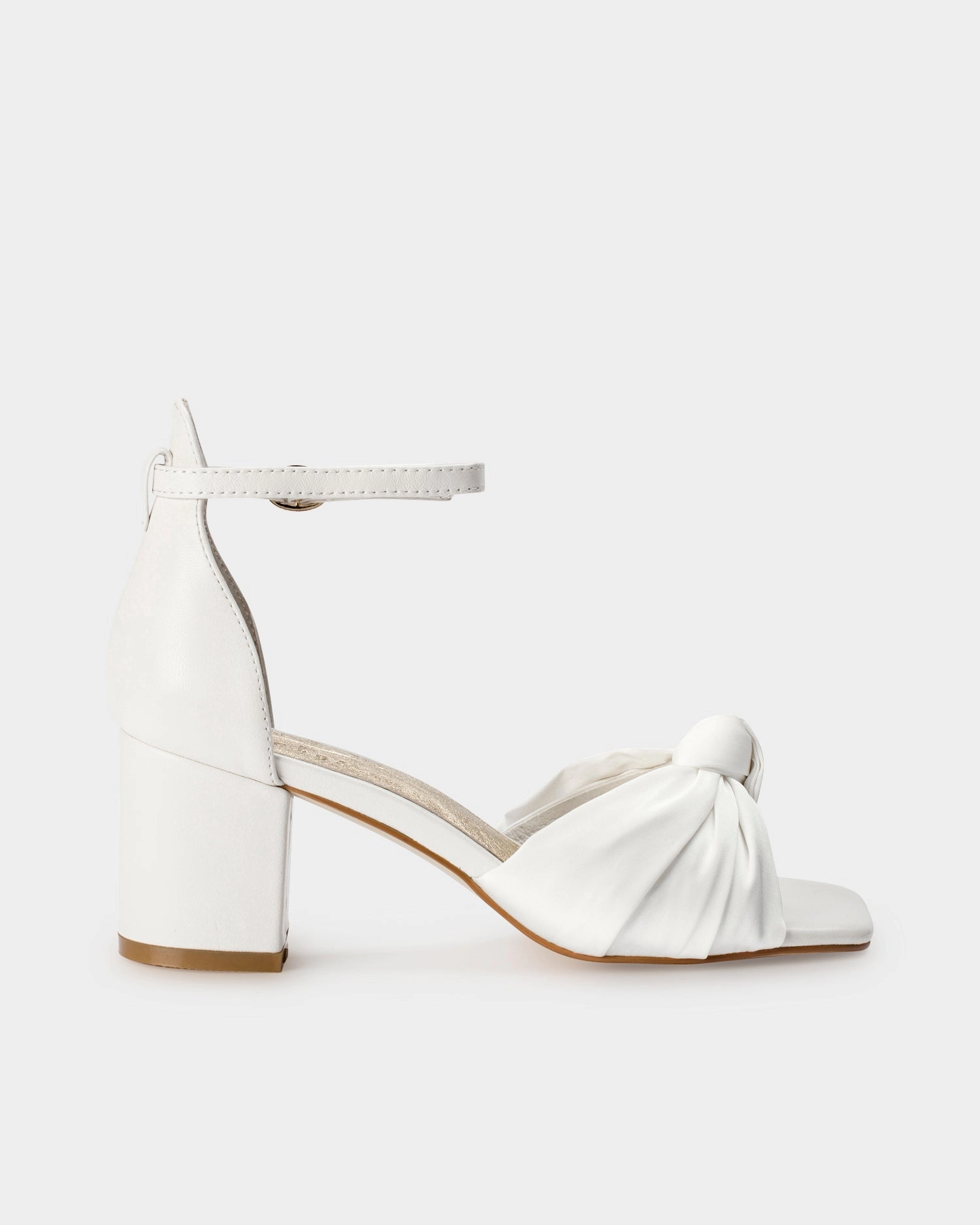 HONEY - WHITE BOW SATIN WEDDING SHOES Nice High Heels