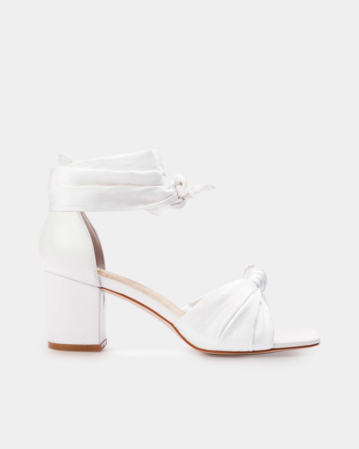 HONEY - WHITE BOW SATIN WEDDING SHOES High Heels Tie