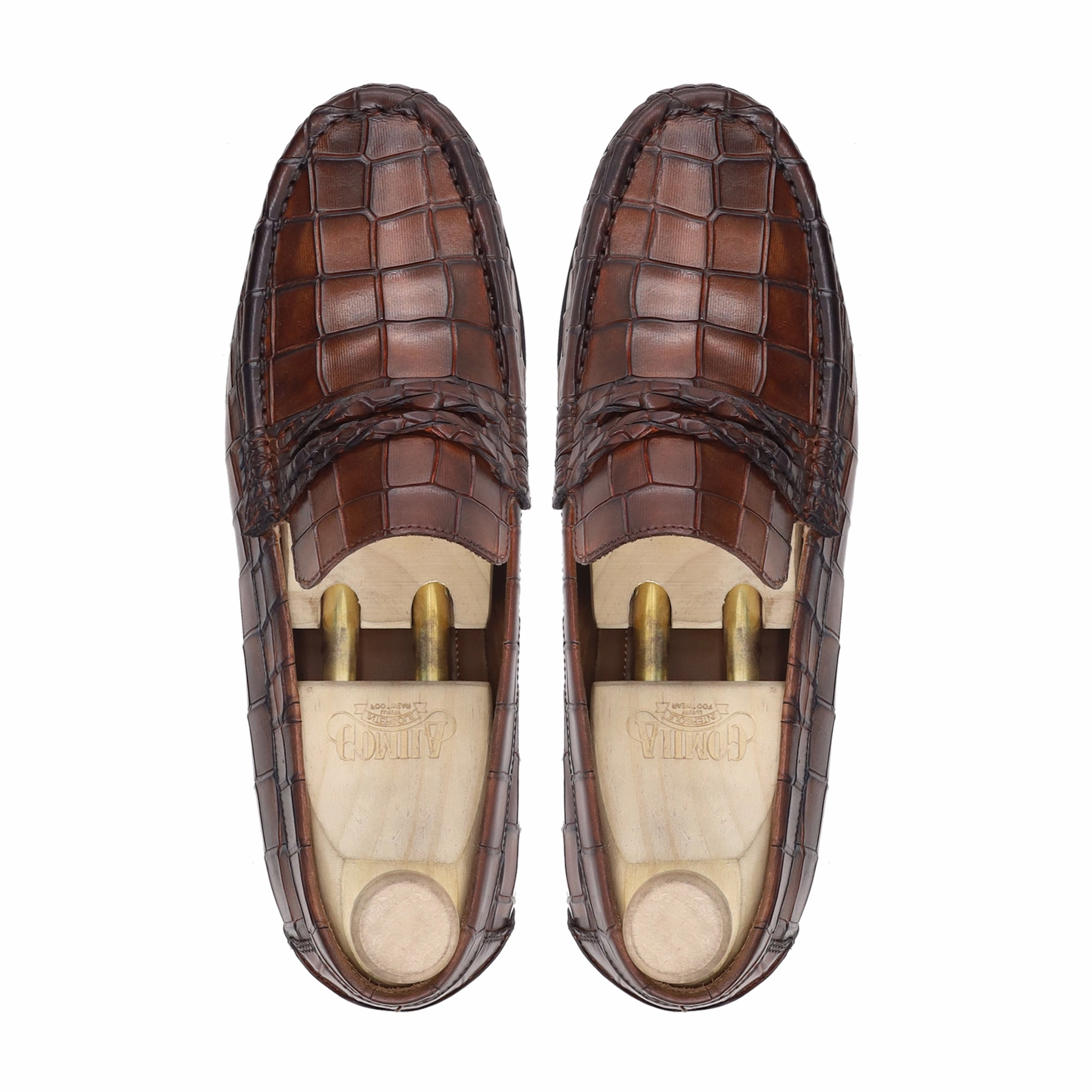 Hvar - Men's Brown Patina Calf Leather Loafer Chunky Patent Loafers