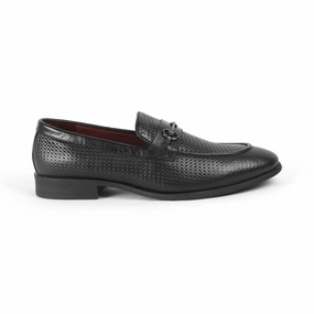 Tresmode Fetch Black Men's Textured Leather Loafers Pictures Of Penny Loafers