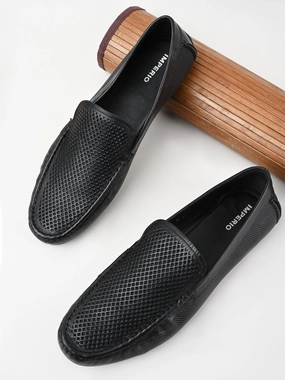 Dr Scholl's Loafers Imperio By Regal Black Mens Casual Leather Laser Cut Loafers