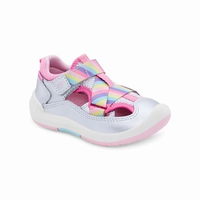 Best Basketball Shoes For Cushioning Infant Boy Stride Rite SRTech Surf in Silver Rainbow