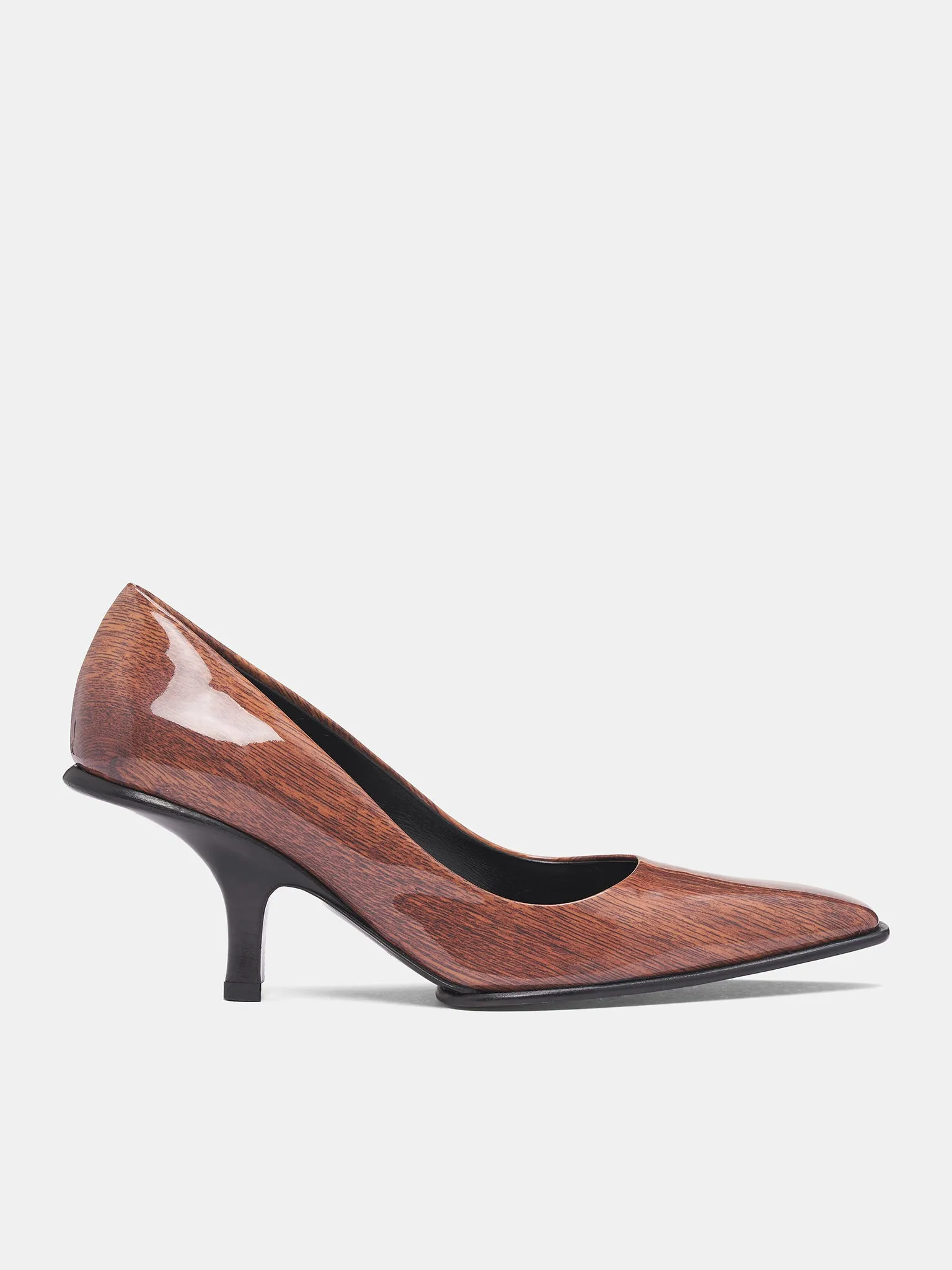 High Heeled Lace Up Oxfords Patent Wood Grain Fanta Heels (FANTA-WOOD)