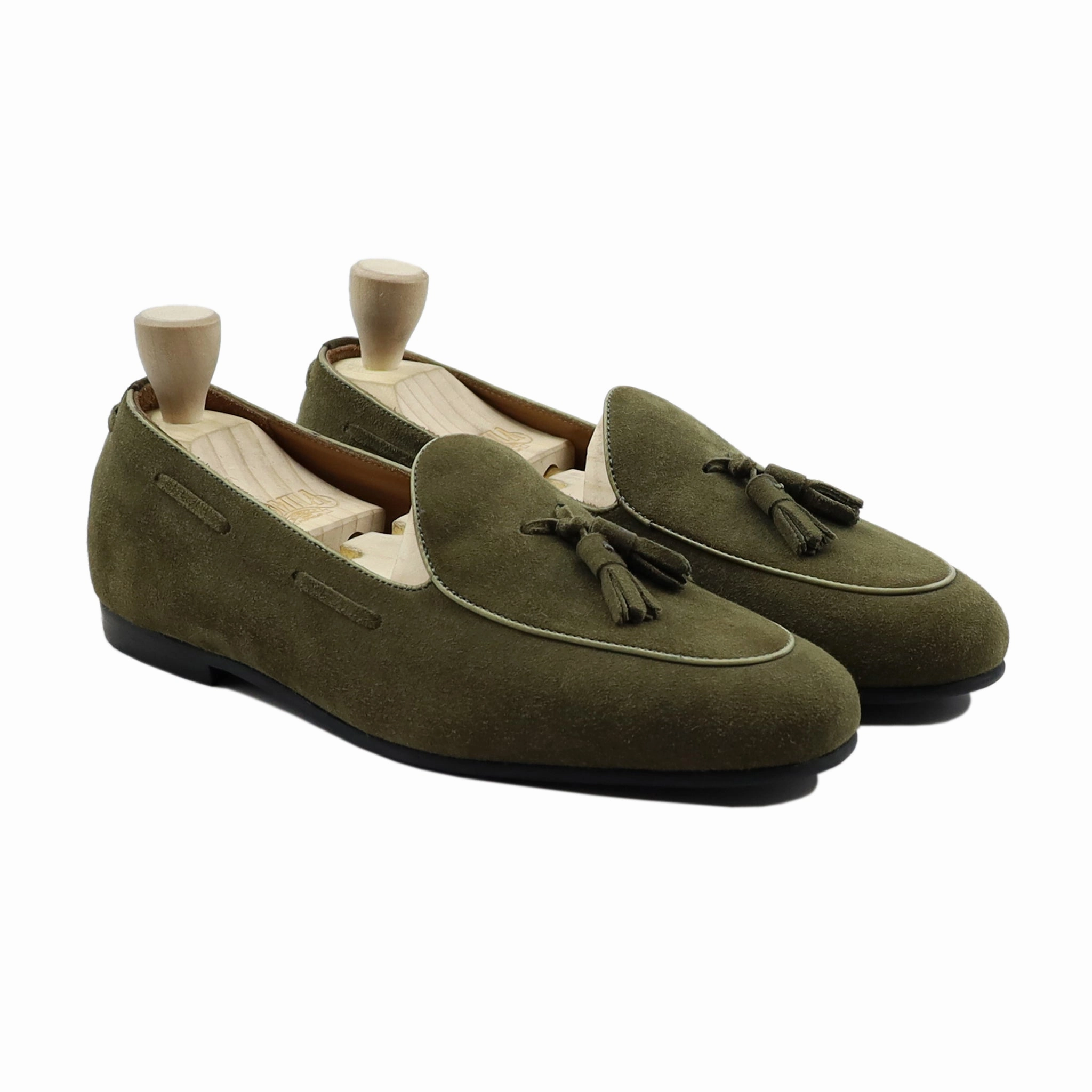 Loafers At Jcpenney Barion - Men's Olive Green Kid Suede Loafer