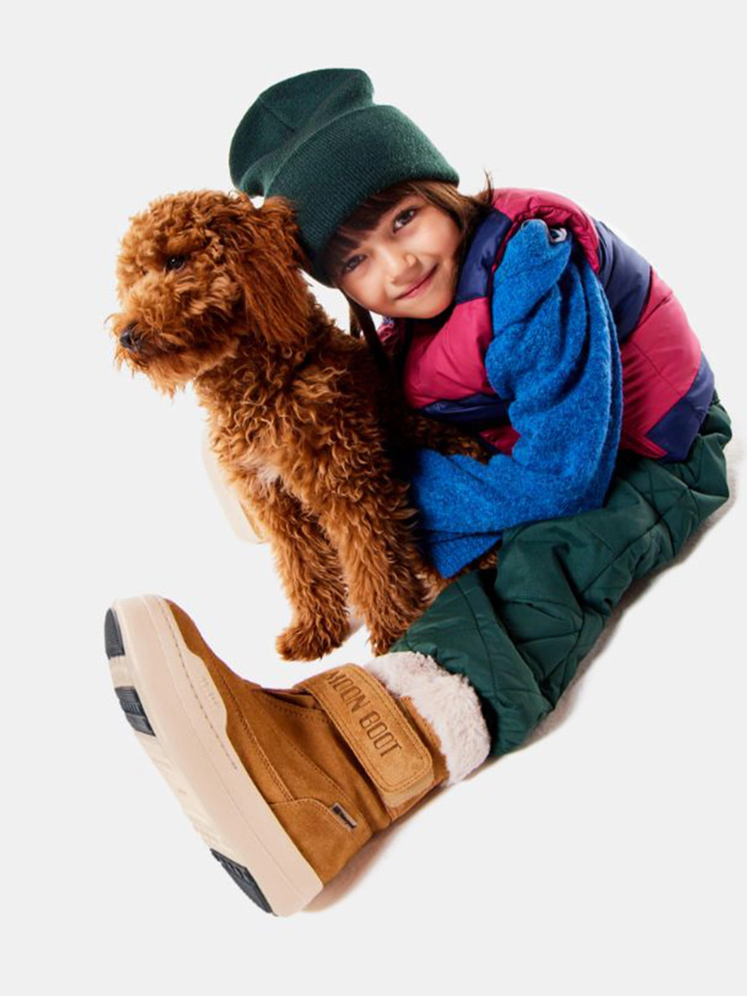 Kids JR Strap Suede Boots in Brown Fury Boots