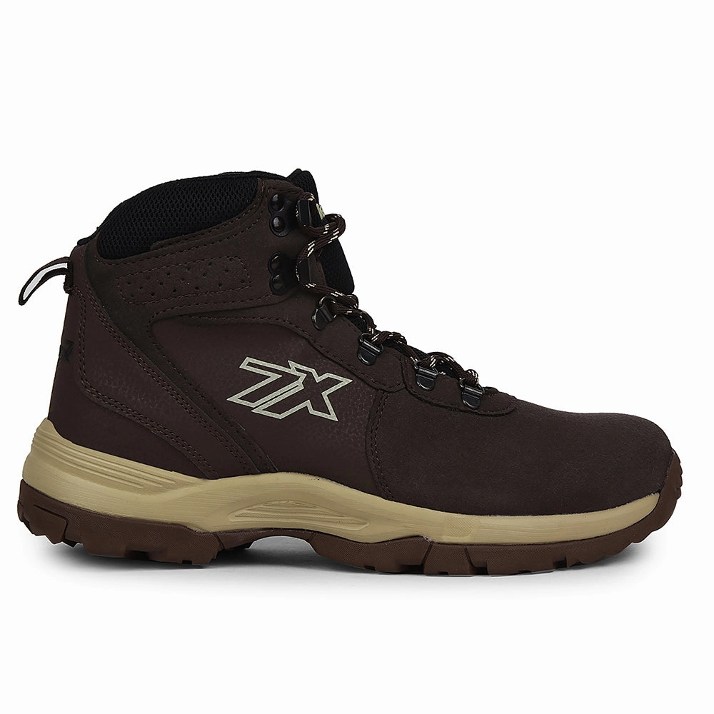 Leap7x Brown Sports Lace-Up High Ankle Trekking Shoes For Men PLATINUM-E By Liberty Cute Summer Hiking Shoes