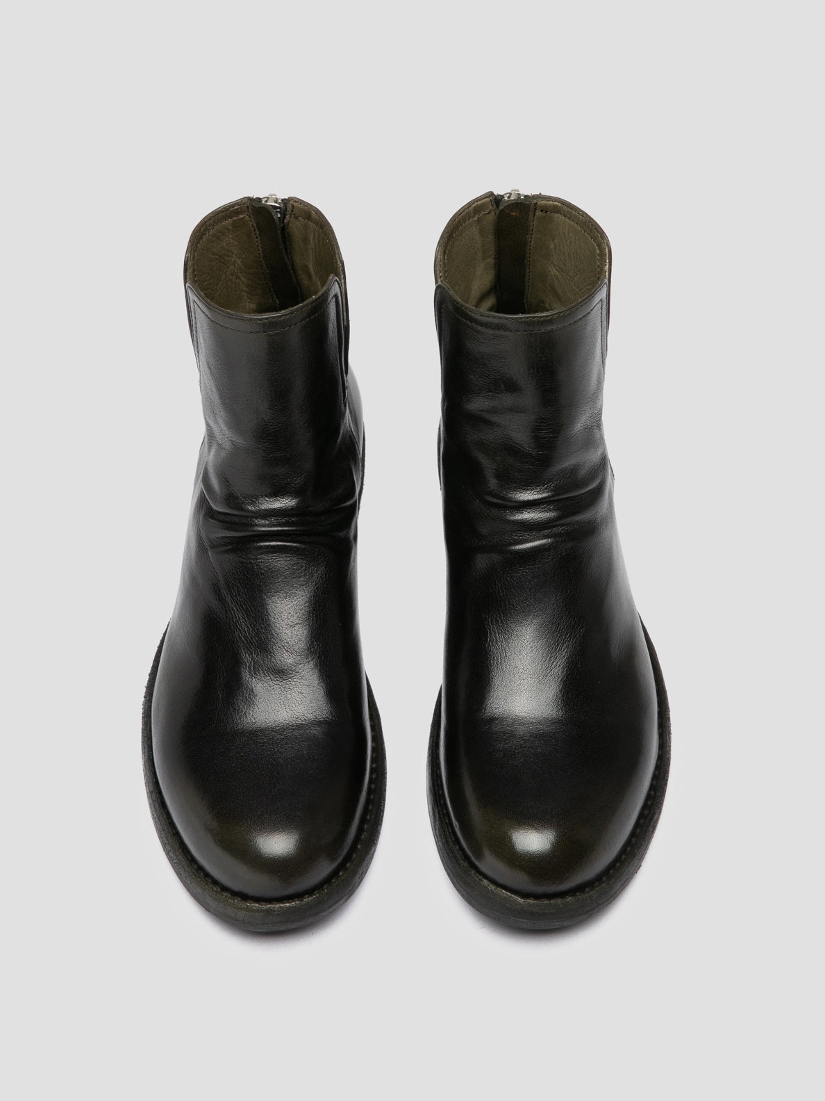 LEGRAND 169 - Green Leather Zipped Boots Snow Boots Wedge Heel