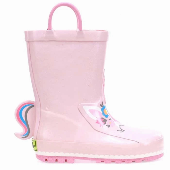 Little Girl Western Chief Unity Unicorn Rain Boot in Soft Rose Work Boots Wedge