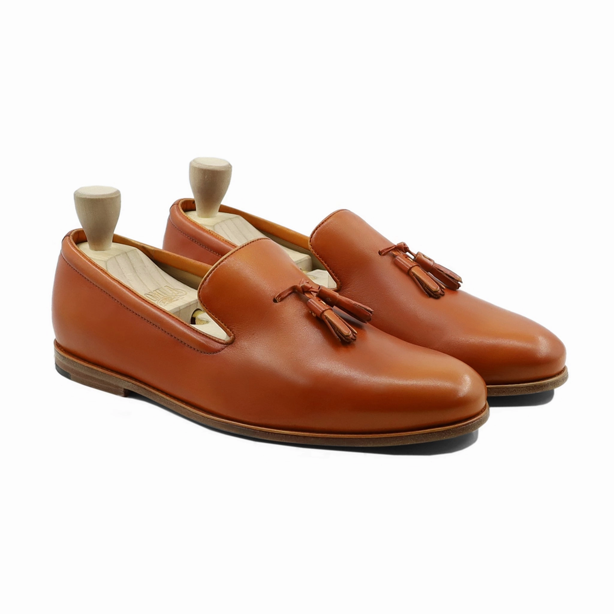 Emberfall - Men's Orange Tan Calf Leather Loafer Nine West High Heel Loafers