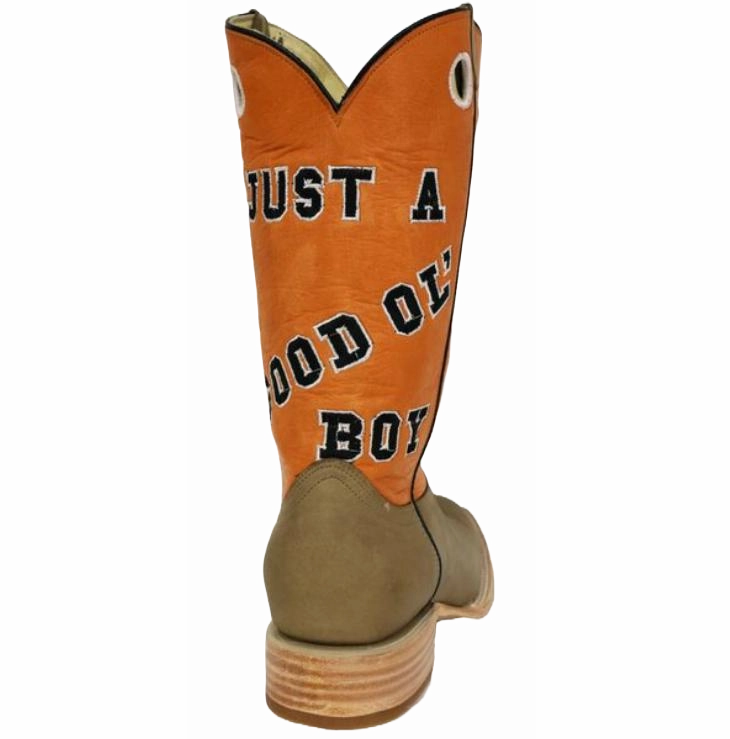 RockinLeather Men's Orange "Just a Good Ol' Boy" Boots 1156 Matt Stell Breakin' In Boots