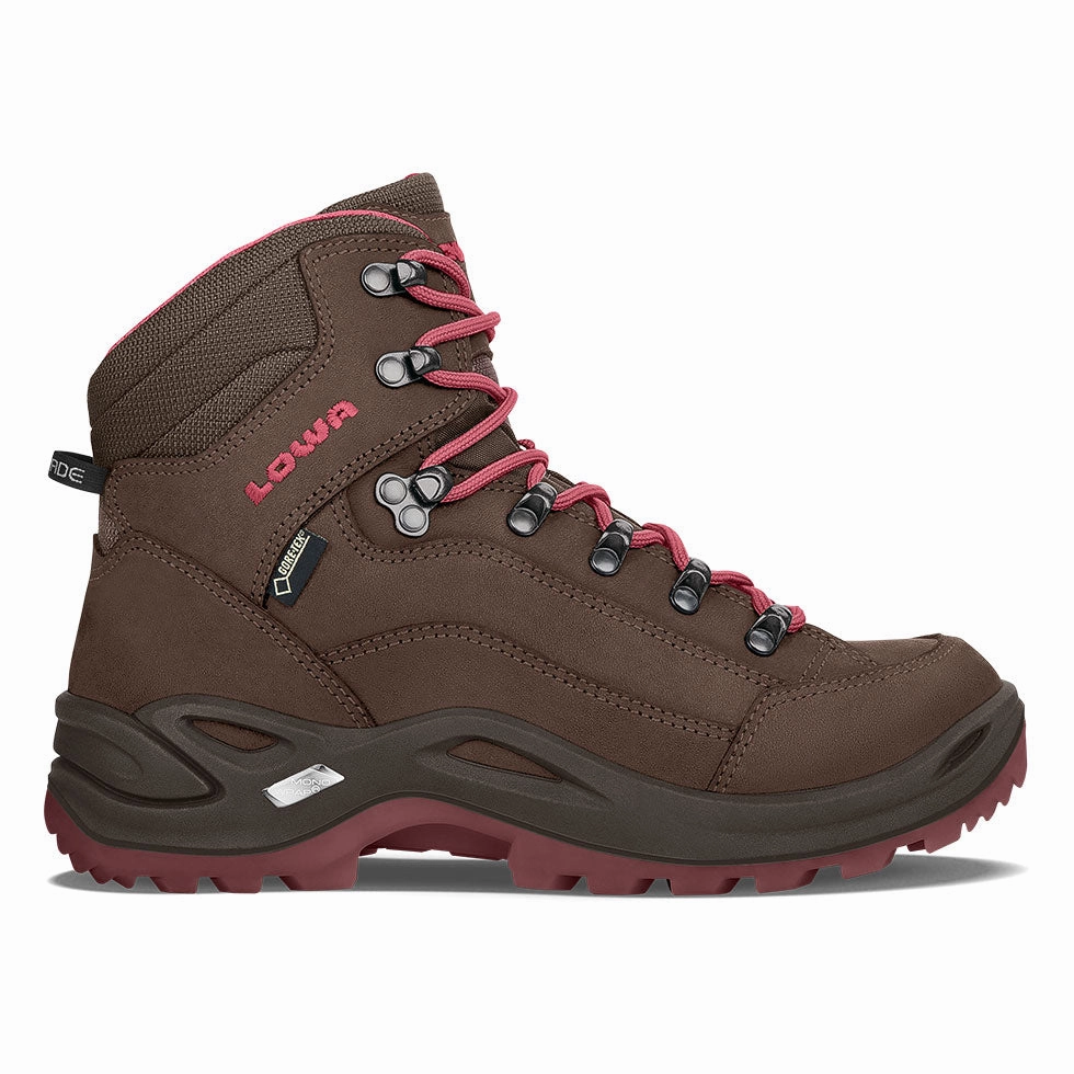 Cloudrock Low Waterproof Hiking Shoes LOWA WOMEN'S RENEGADE GTX MID - ESPRESSO / BERRY