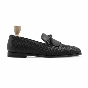 Lublin - Men's Black Hand Woven Calf Leather Loafer Carrera Loafers