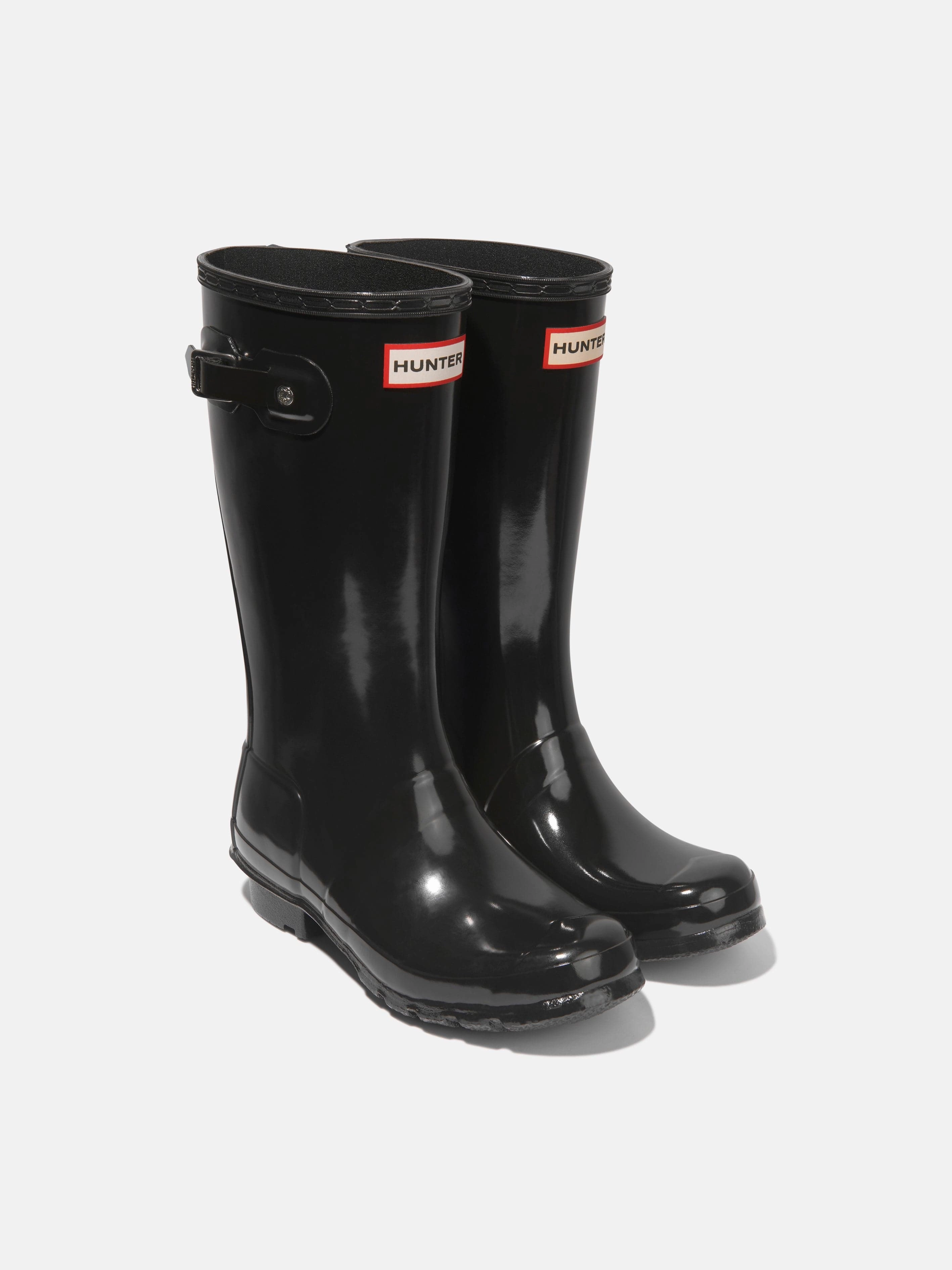Hunter Kids Original Gloss Wellington Boots in Black Camen Boots