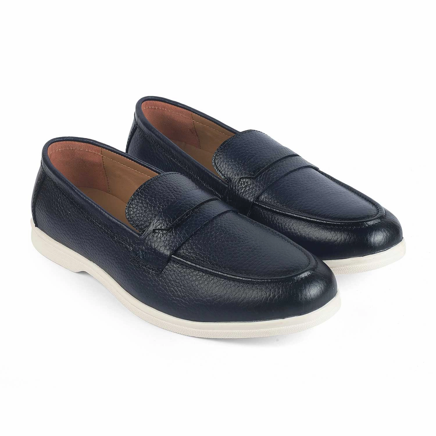 Best Loafers Tresmode Federer Blue Men's Penny Leather Driving Loafers