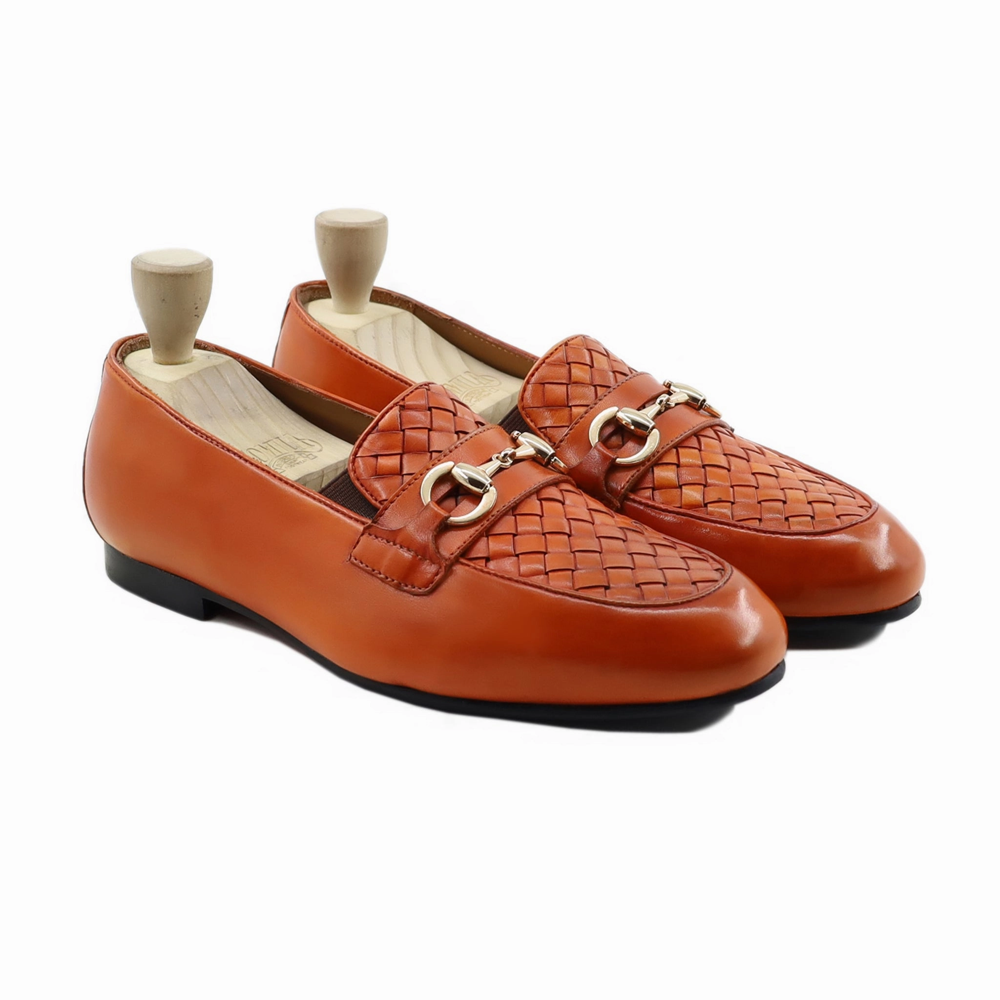 Golf Le Fleur Loafers Malmo - Men's Orange Tan Calf and Hand Woven Leather Loafer
