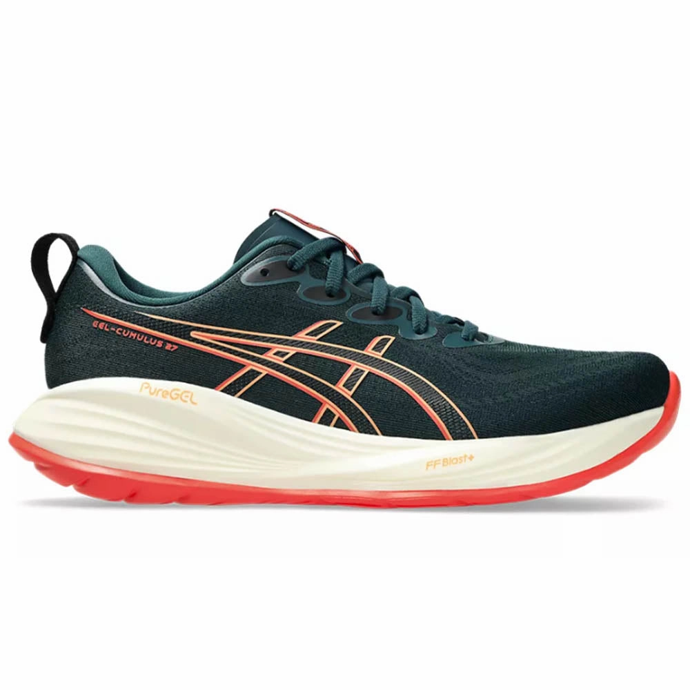 Men's Asics Gel-Cumulus 27, Saxon Green/Coral Reef, 9.5 D Medium Best Asics Shoes For Treadmill
