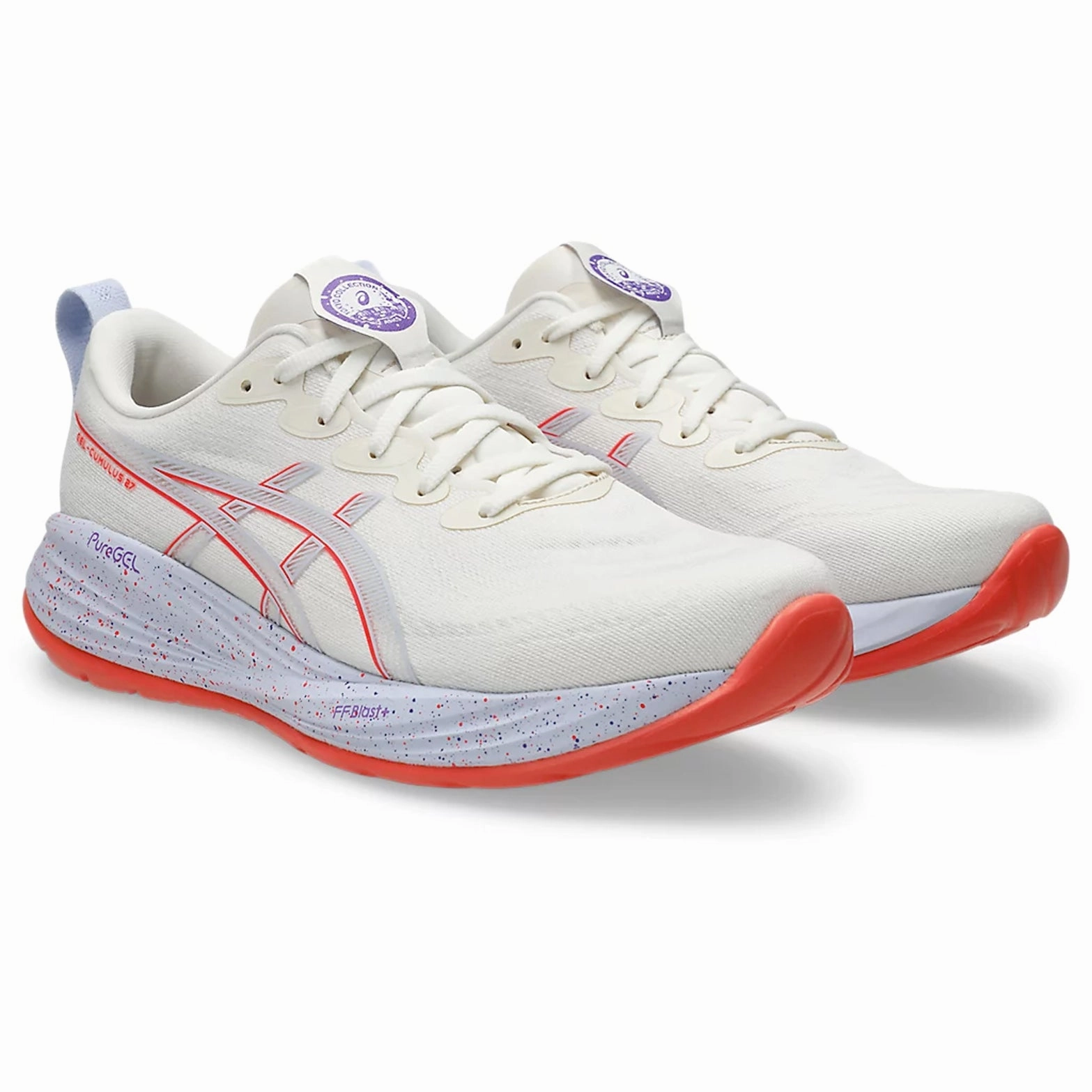 Men's Gel-Cumulus 27 Running Shoes Cream / Edo Purple Asics Walking Shoes With Arch Support