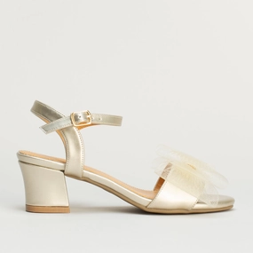 Mesh Bow Party Shoe Sling High Heels