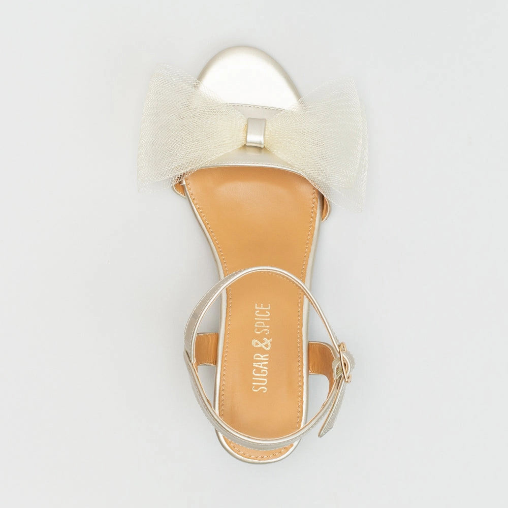 Mesh Bow Party Shoe Locking High Heels