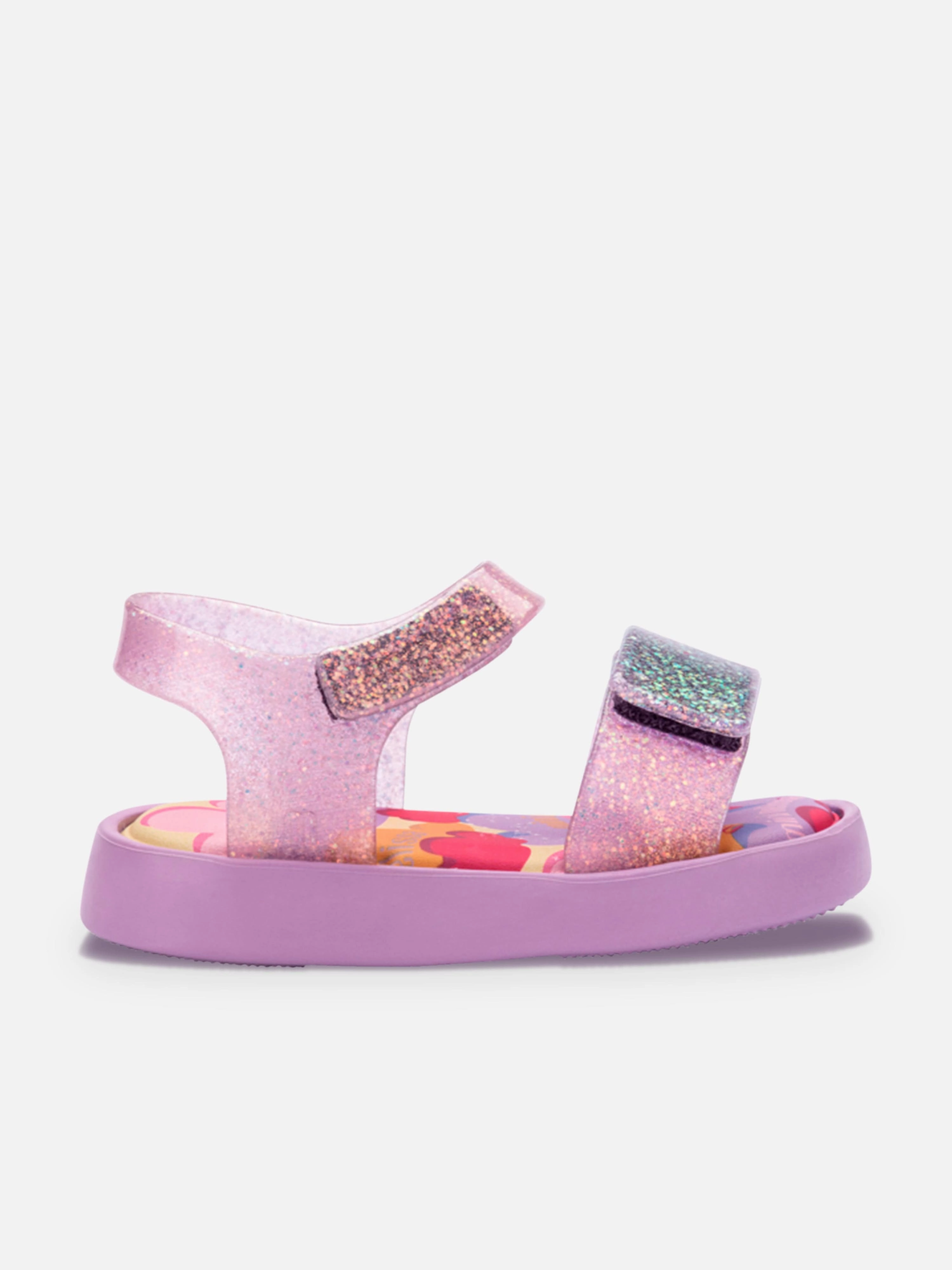 Designer Slide Sandals Mini Melissa Girls Jump Print Sandals in Purple