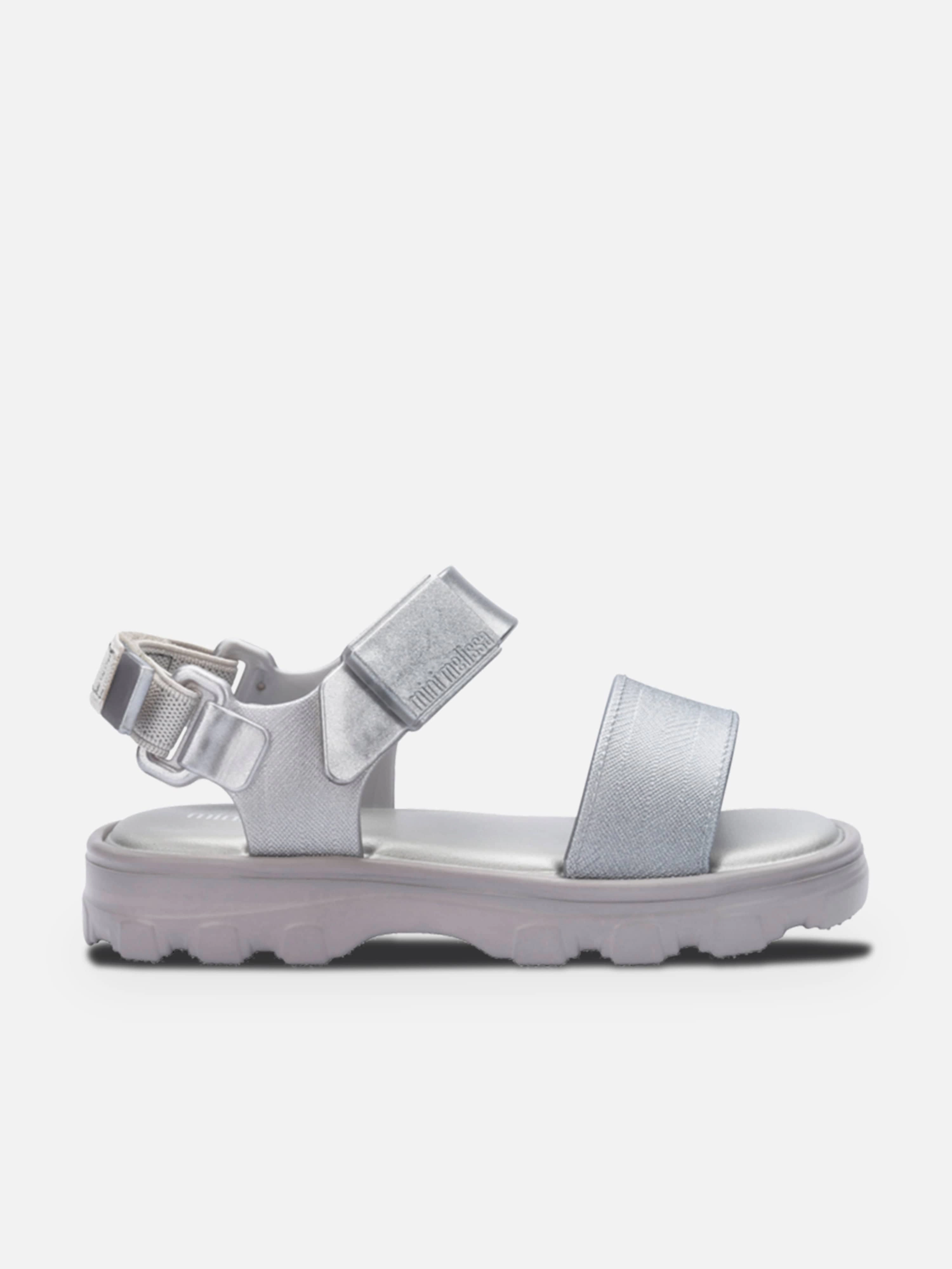 Mini Melissa Girls Kick Off Sandals in Silver Andiamo Sandals
