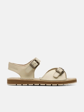 Clarks Girls Leather Play Sun Reef Sandals in White Gdefy Sandals