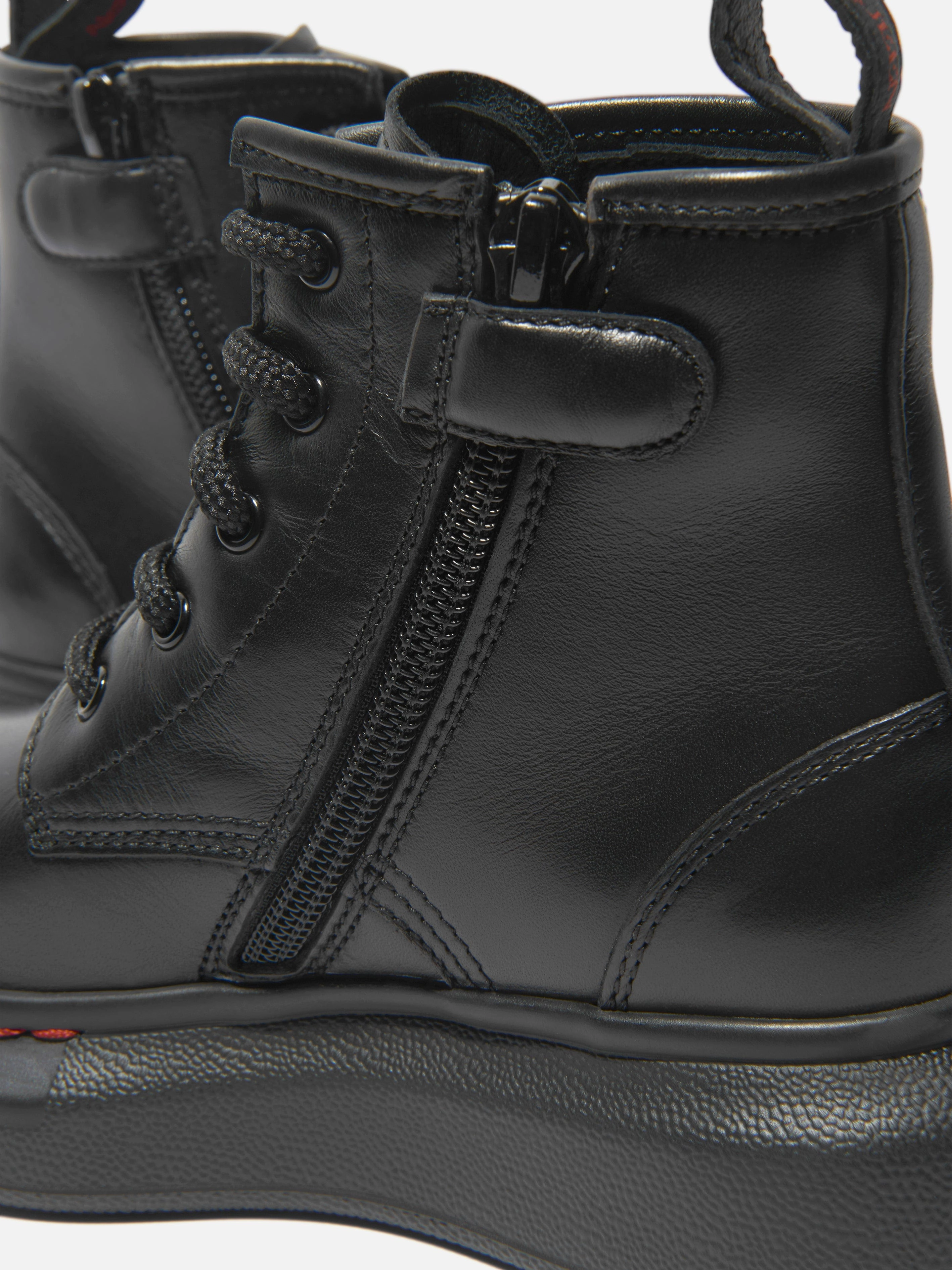 Alexander McQueen Kids Leather Lace Up Chunky Boots Dr Marten Boots Sale