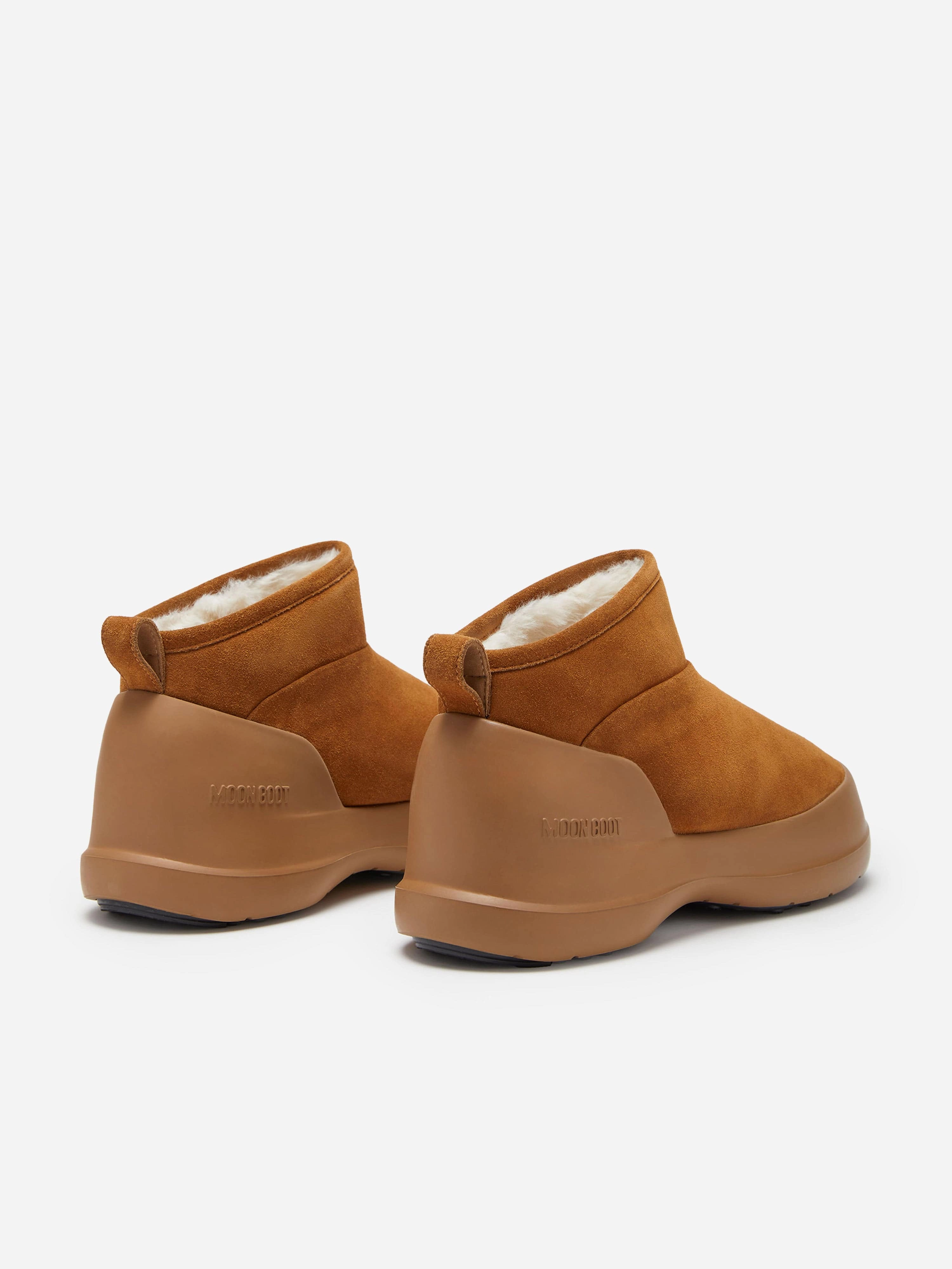 Platform Boots 70s Moon Boot Boys Luna Suede Low Boots in Brown