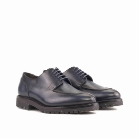 Navy Blue Derby Split Toe Chunky Shoes Derby Shoes With A Suit