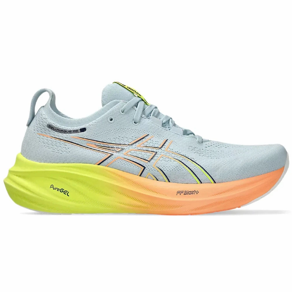 Men's Asics Gel-Nimbus 26 Paris, Cool Grey/Safety Yellow, 14 D Medium All Asics Wrestling Shoes