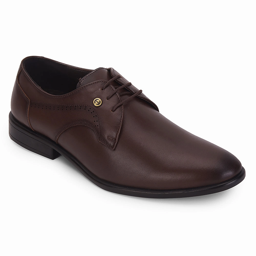 Healers Brown Formal Lacing Derby Shoes For Men SCL-12 By Liberty Monolith Patent Leather Lace-up Shoes