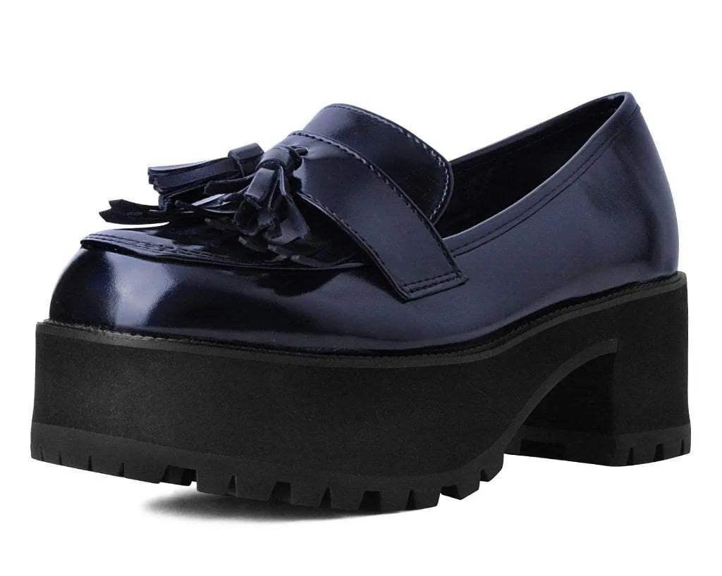 Chunky Heel Loafers OIL HAZE BLACK LOAFERS