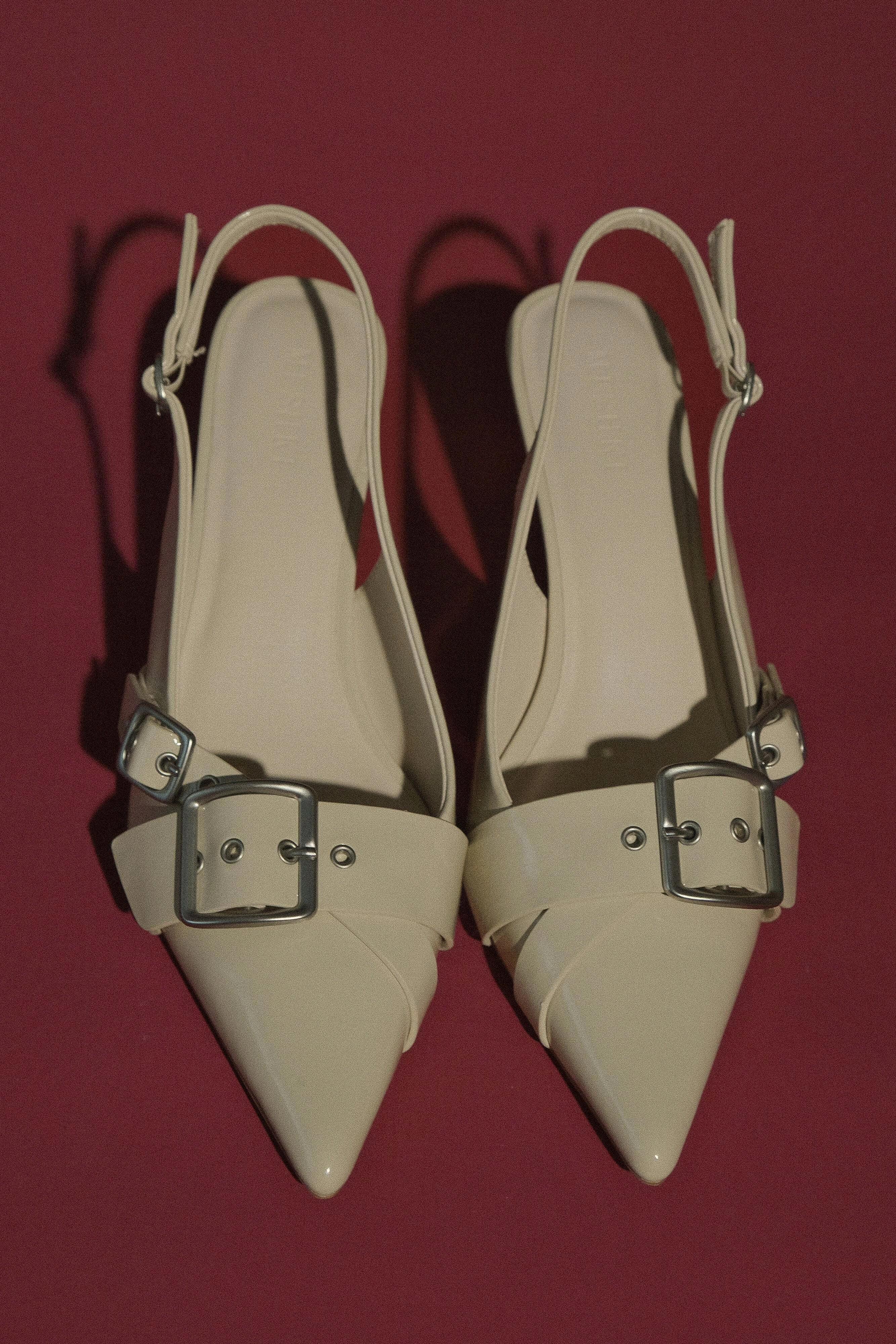 Hadley Buckle Sling Back Heels - Ivory Super Heels Shoes