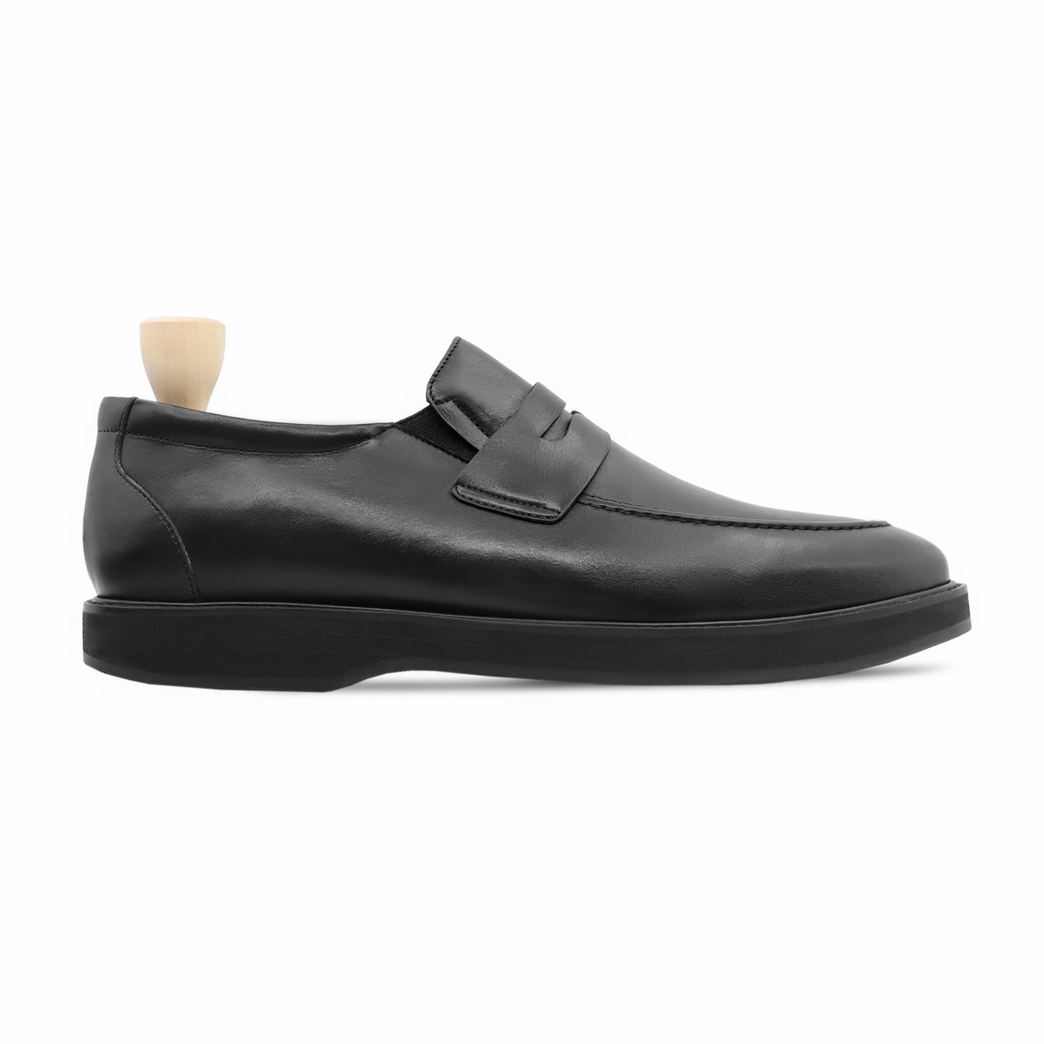 Alocasia - Men's Black Calf Leather Loafer Patent Leather Loafers Wedge