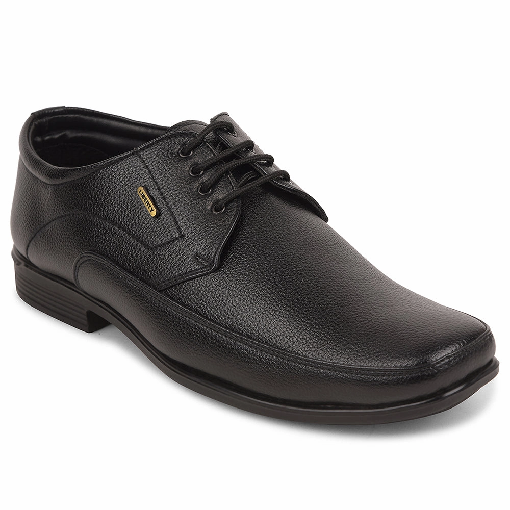 Fortune Black Formal Lacing Derby Shoes For Men UVL-134 By Liberty Lace Up Perforated Oxfords Shoes