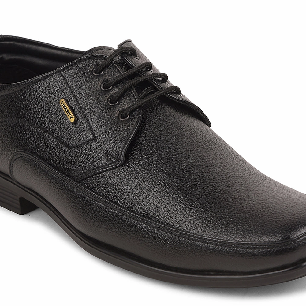 Fortune Black Formal Lacing Derby Shoes For Men UVL-134 By Liberty Thick Sole Derby Shoes