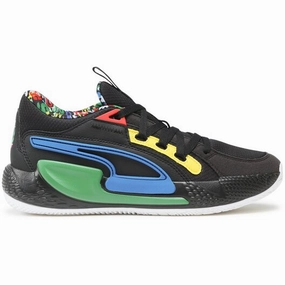 Puma Men's Court Rider Chaos Trash Talk Shoes - Black / Yellow / Green / Blue / White Puma Glitch Shoes
