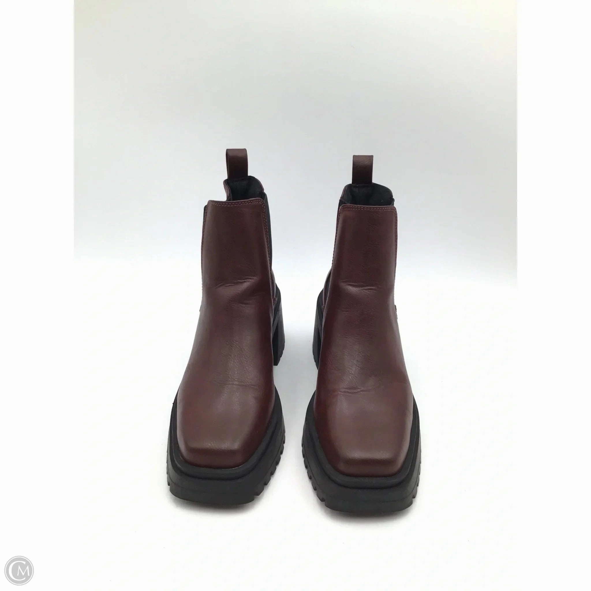 Wellies Wide Calf Rain Boots Boots Ankle Heels By Madden Girl In Brown, Size: 9