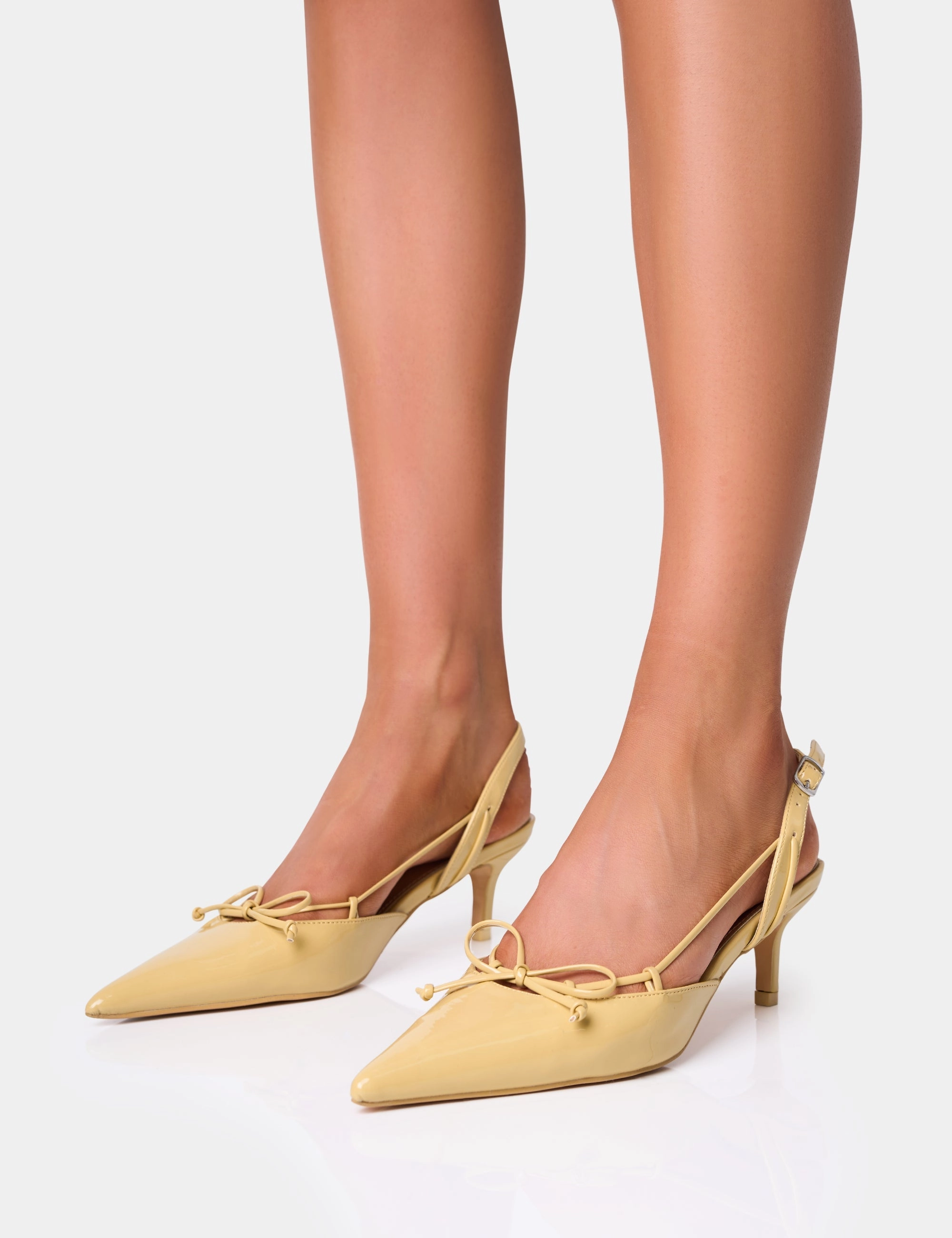 Rai Custard Cream Bow Detail Slingback Court Mid Heels High Heel Game