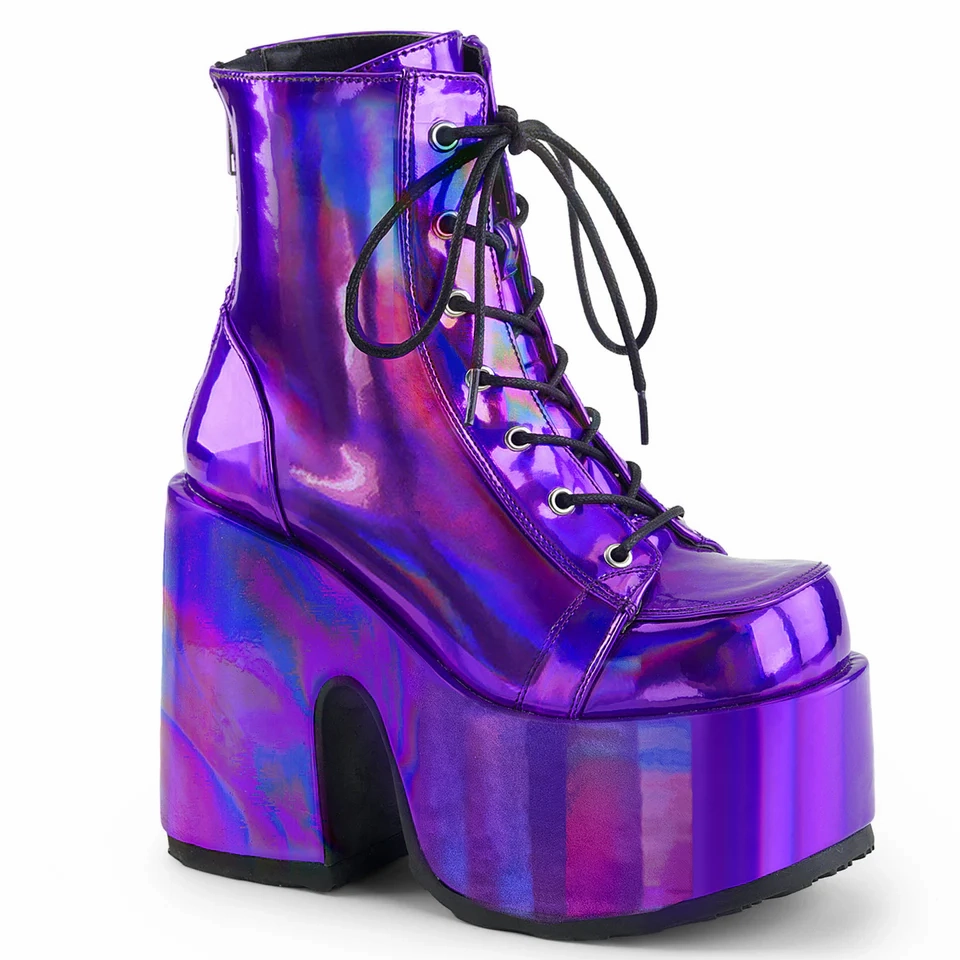 High Heel Clogs Mules CAM-203 PURPLE HOLOGRAM