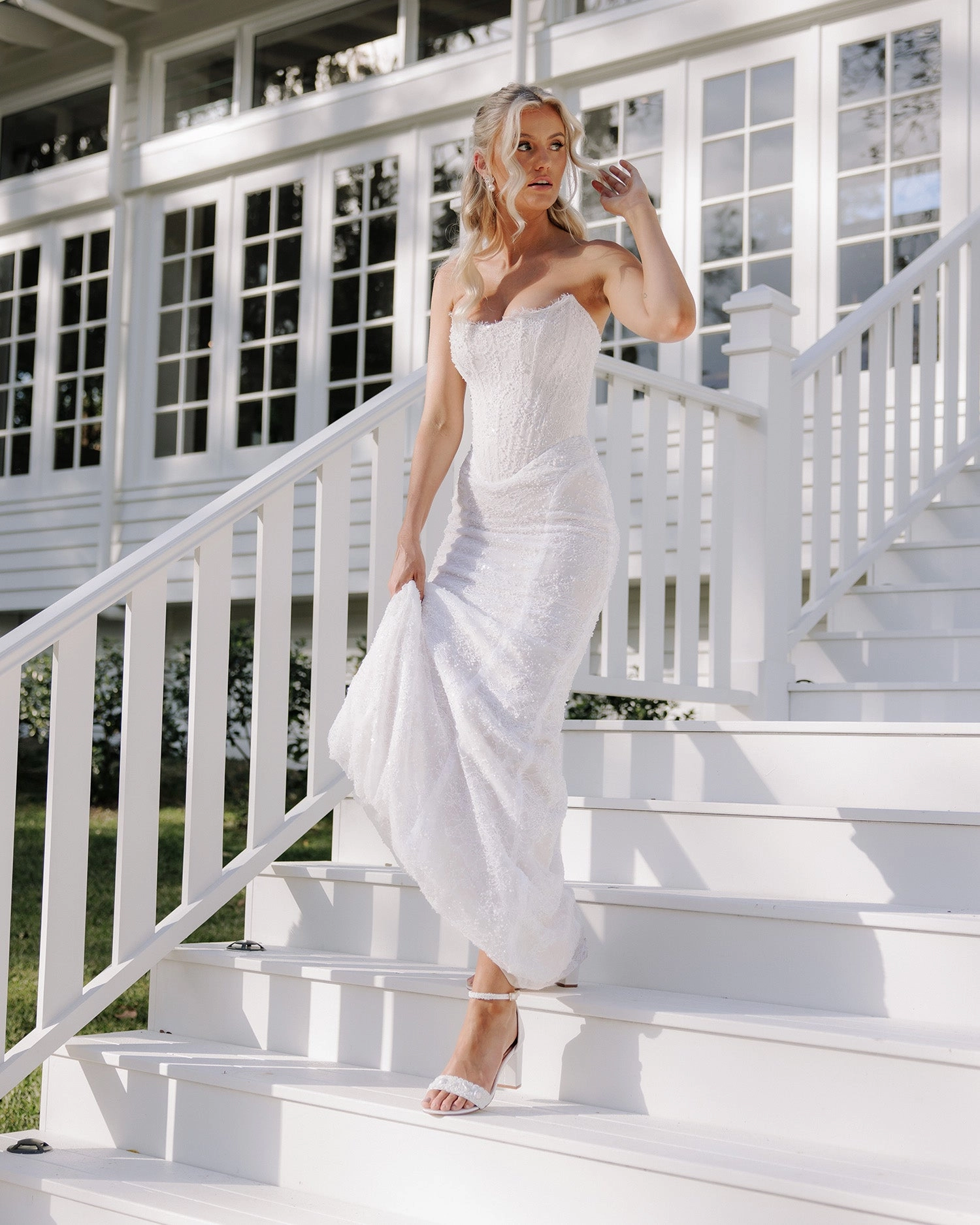 TIMELESS - WHITE PEARL BEADED BRIDAL SHOES 8CM HEEL Blender High Heels Model Download