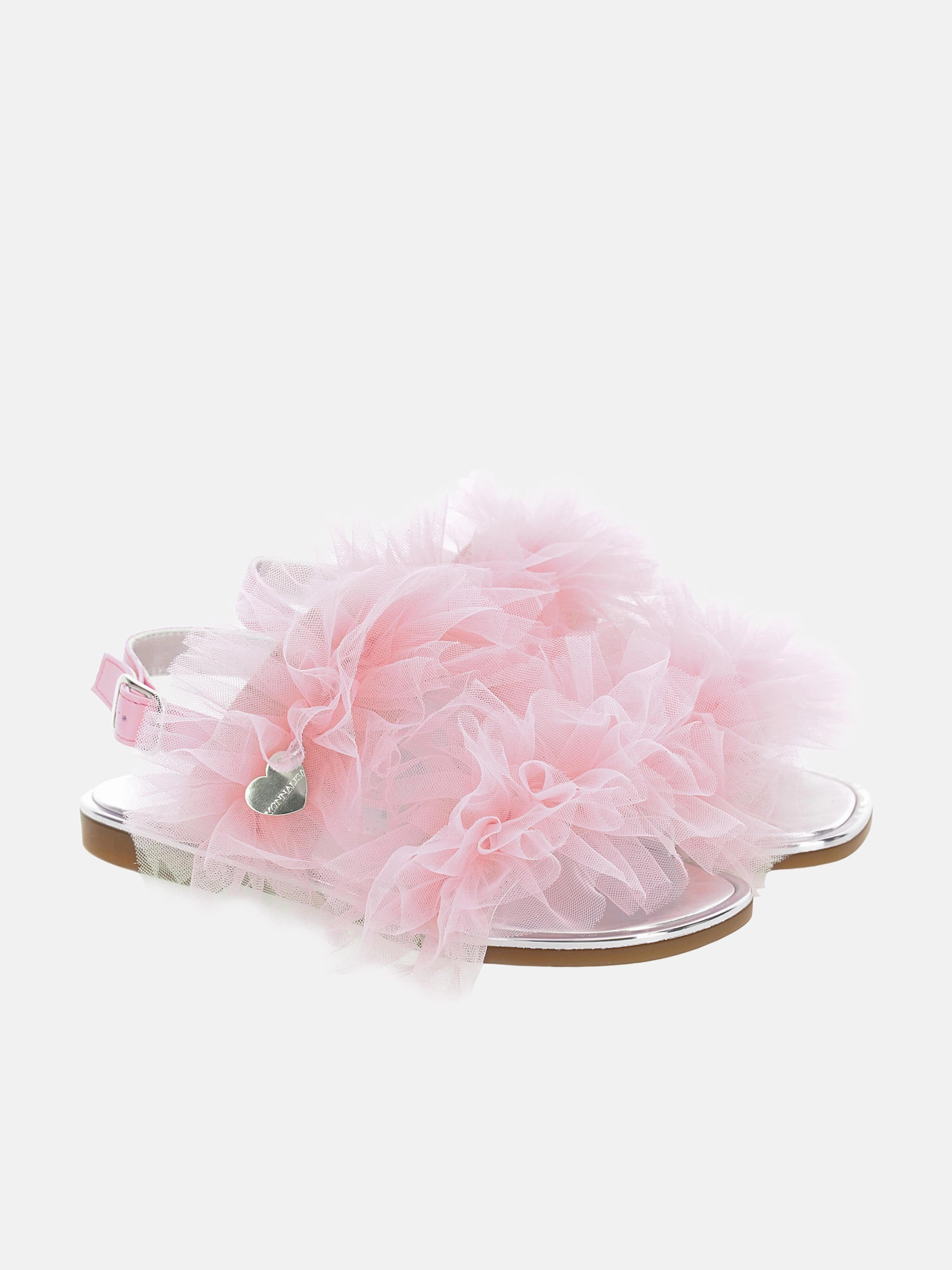 Monnalisa Girls Ruched Tulle Sandals in Pink J Slides Sandals