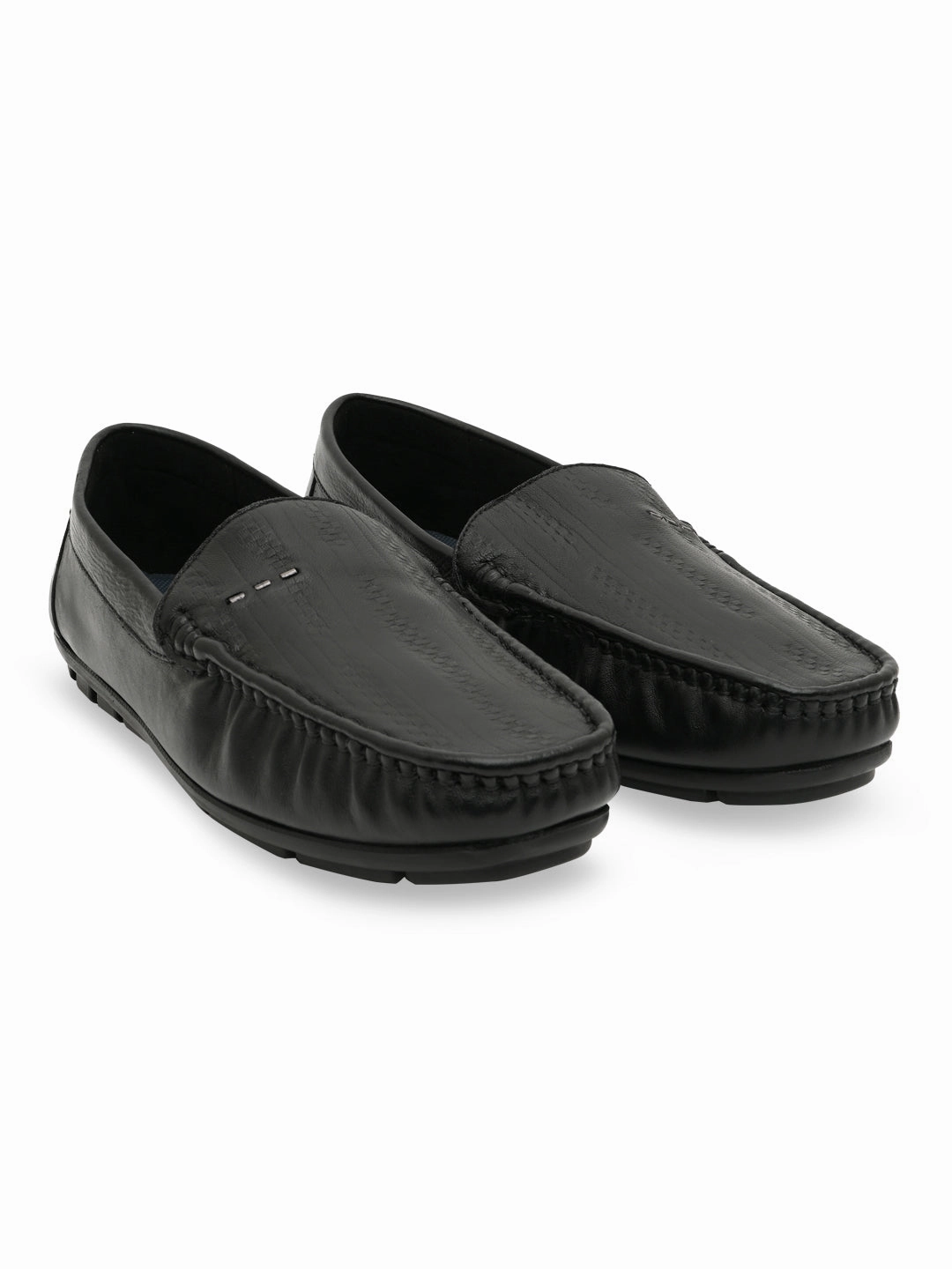 Light In Loafers Regal Black Men Textured Casual Driving Loafers