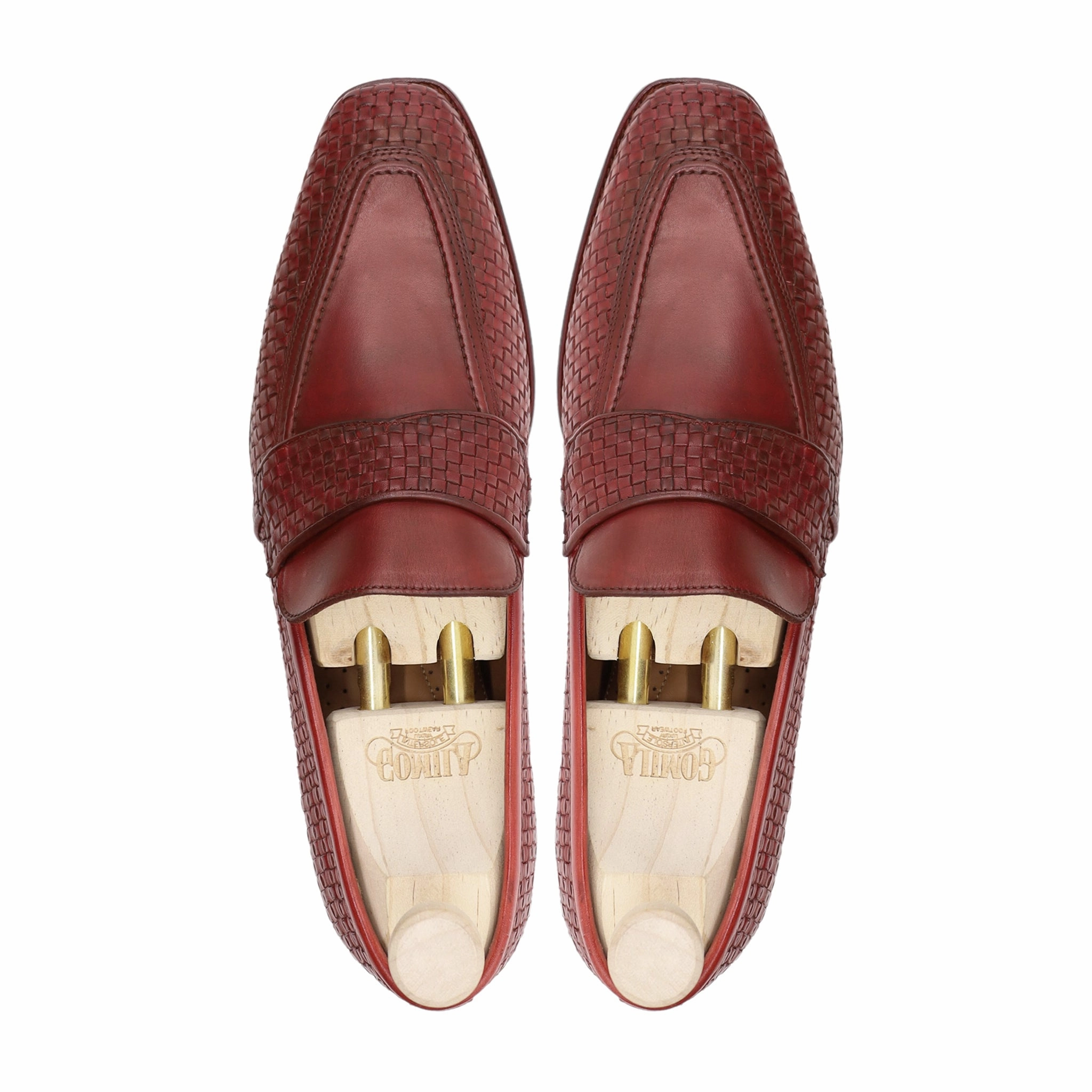 Best Loafers For Business Casual Alessandro - Men's Oxblood Calf and Hand Woven Calf Leather Loafer