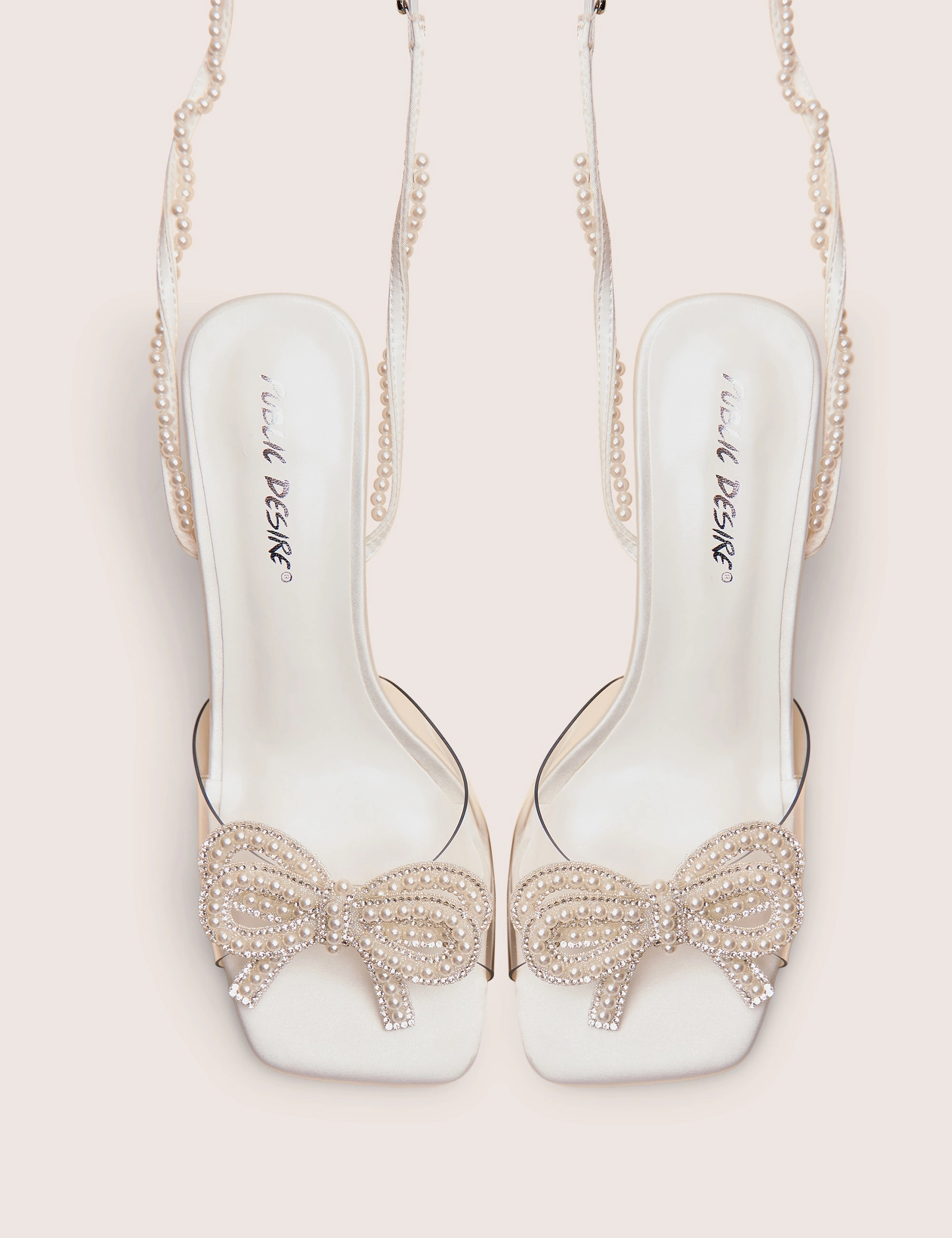 Replacement High Heels Possesive White Pu Pearl Bow Court High Heels