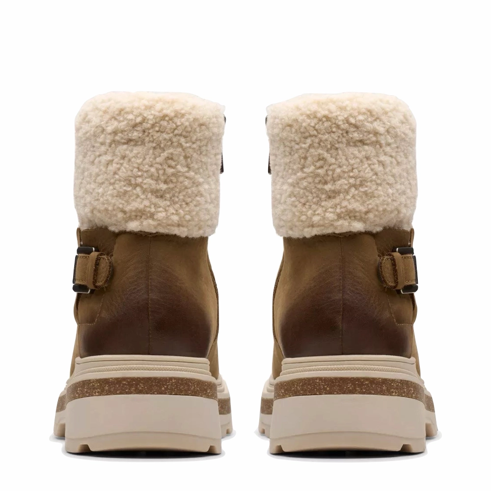 Clarks Women's Hencroft Madi Warmlined Waterproof Side Zip Ankle Boot in Dark Sand Spiked Golf Shoes