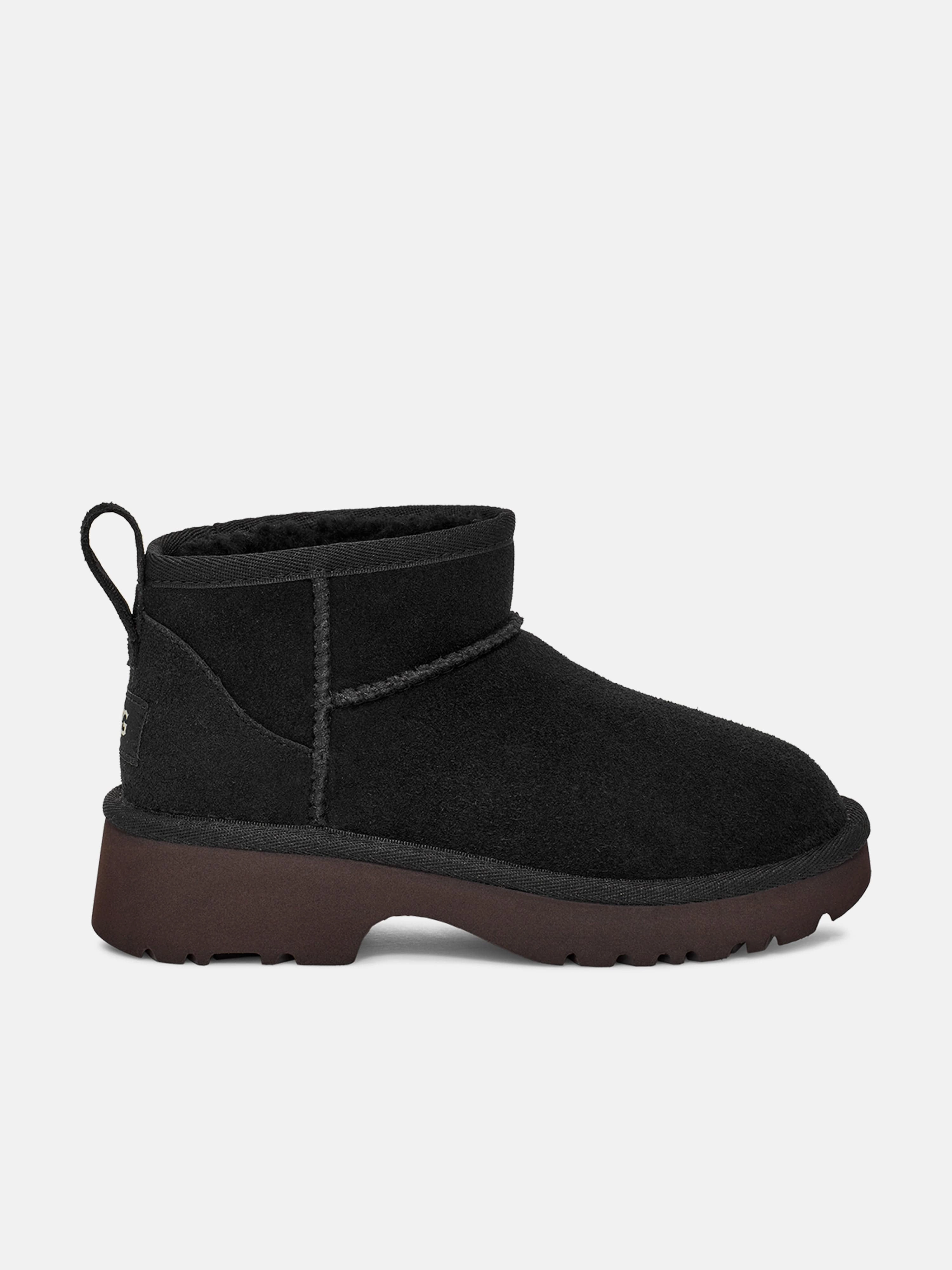 UGG Girls Classic Ultra Mini New Heights Boots in Black Arctic Winter Boots