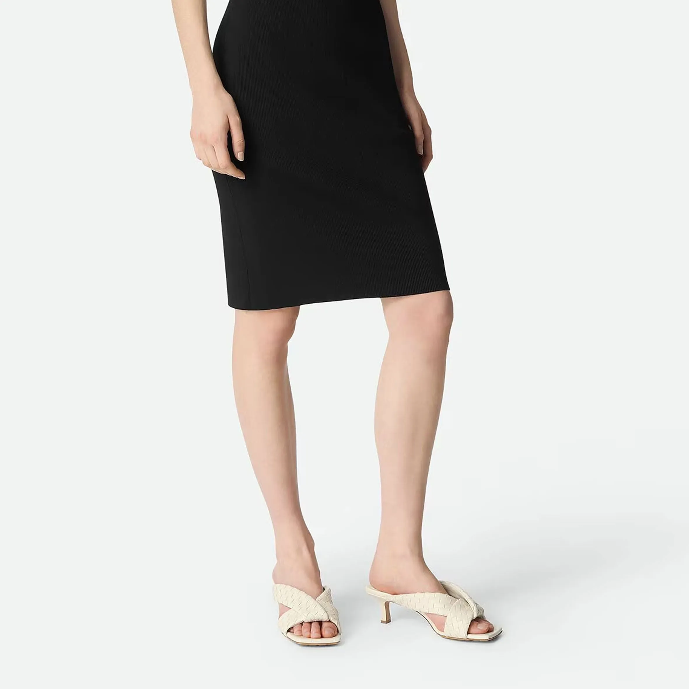 Low Ankle High Heel Boots Riva Mule Woven 50, Sea Salt