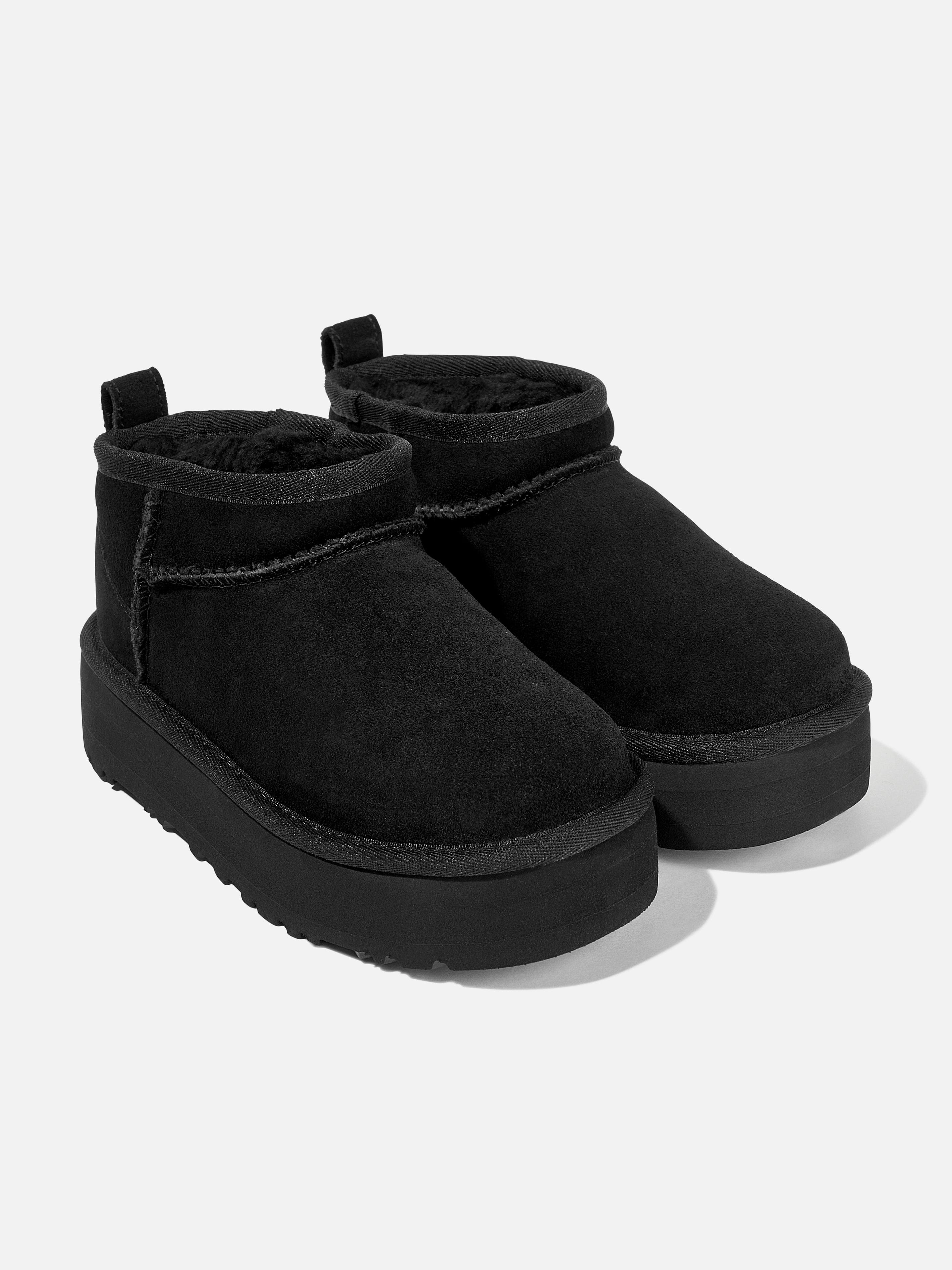 UGG Girls Classic Ultra Mini Platform Boots in Black Rod Patrick Boots