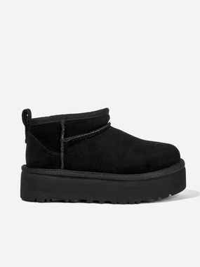 UGG Girls Classic Ultra Mini Platform Boots in Black Army Hiking Boots